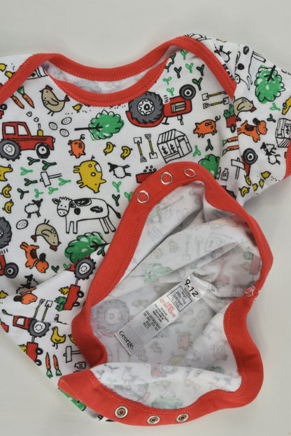 George Size 00 Farm Animals Bodysuit