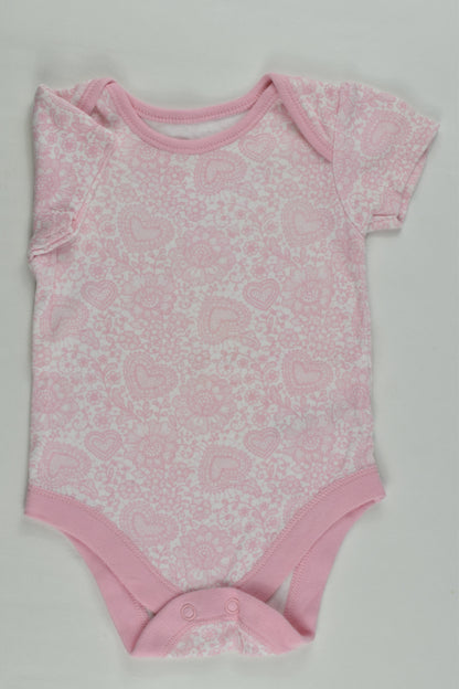 George Size 000 (0-3 months) Flowers and Love Hearts Bodysuit