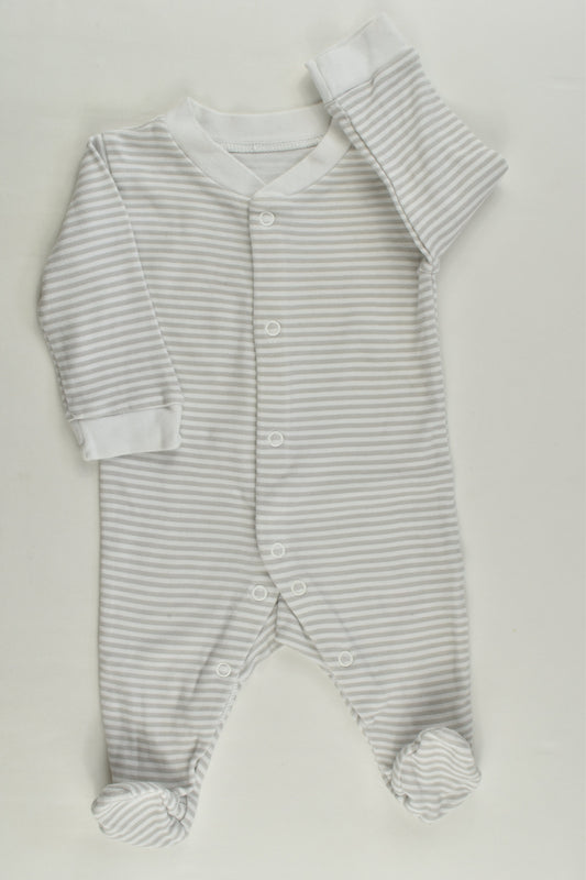 George Size 0000 (First Size) Striped Footed Romper