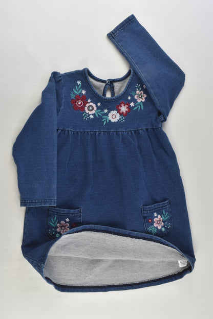 George Size 2 (18-24 months) Denim-like Dress with Floral Embroidery