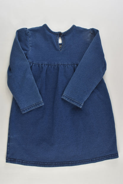 George Size 2 (18-24 months) Denim-like Dress with Floral Embroidery
