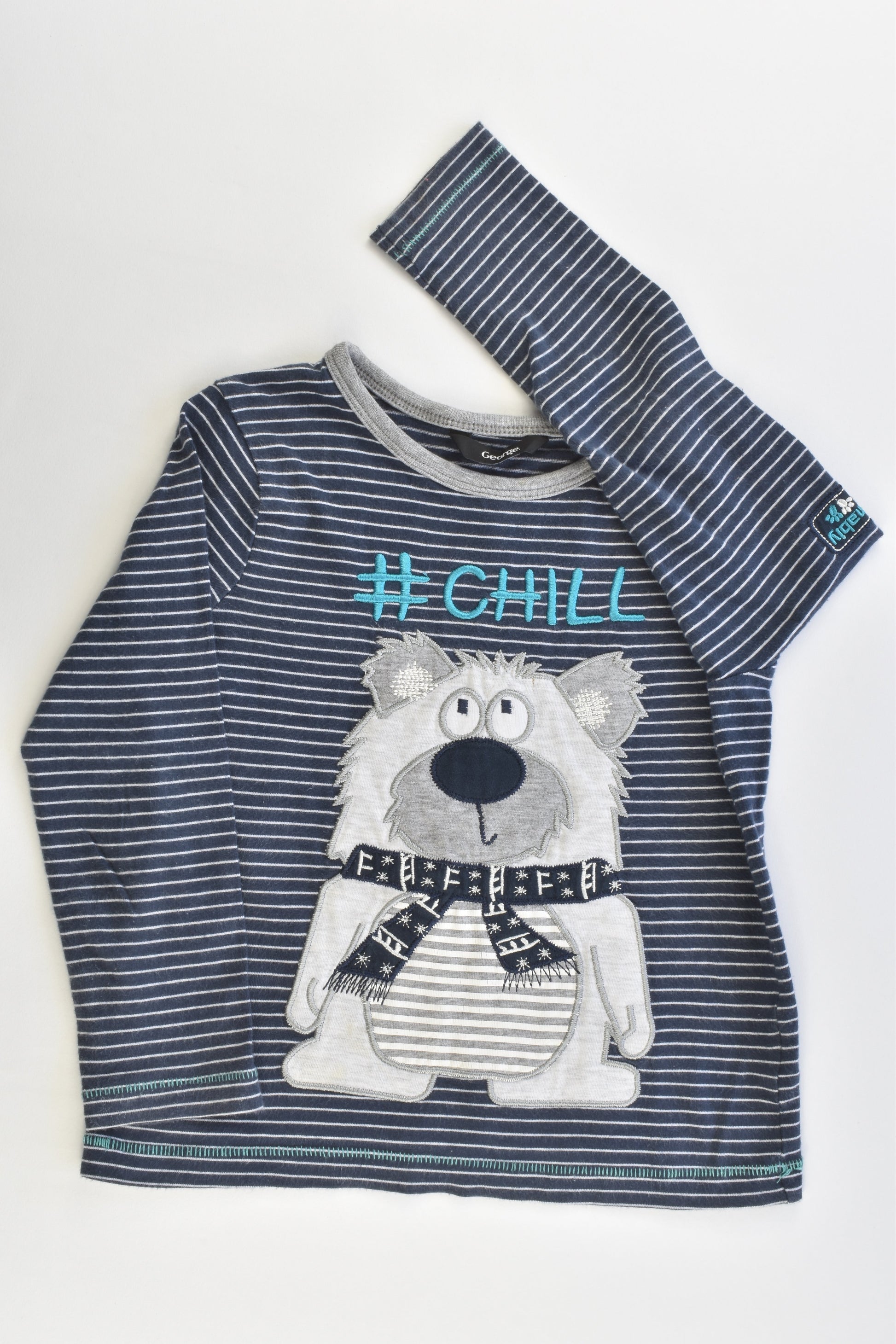 George Size 2-3 (92-98 cm) Polar Bear '#Chill' Top