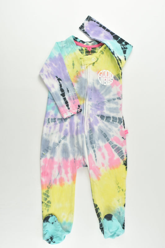 Ghanda (Australia) Size 0 (6-12 months) Tie Dye 'Good Vibes' Footed Romper
