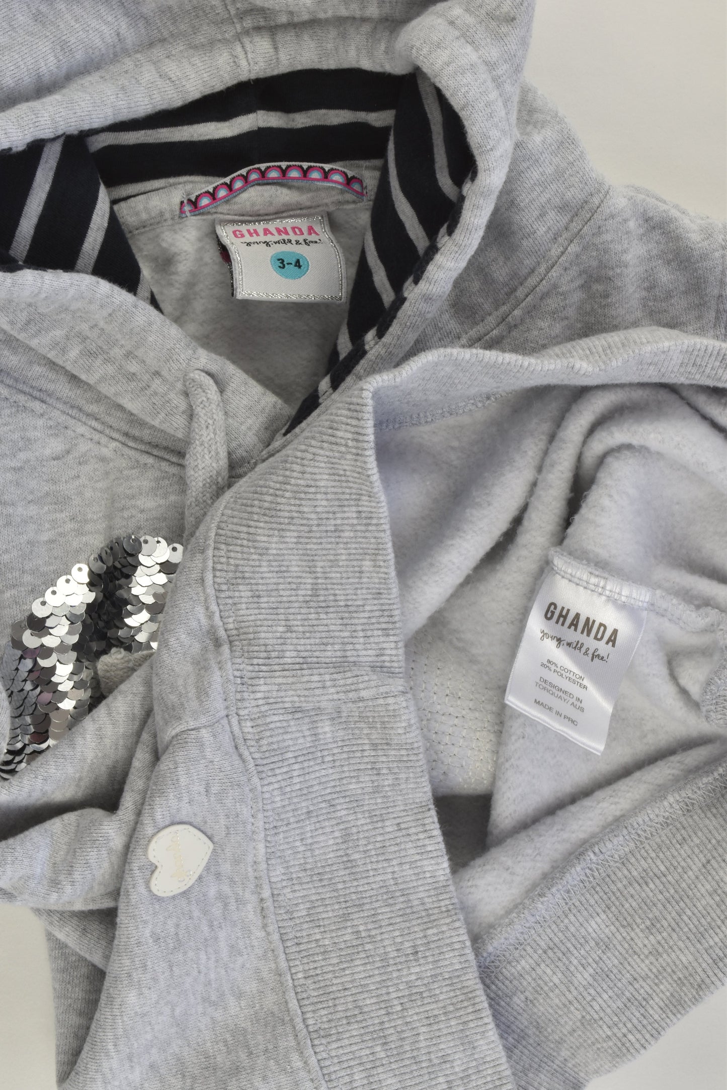 Ghanda Size 3-4 Reversible Sequins Hooded Jumper