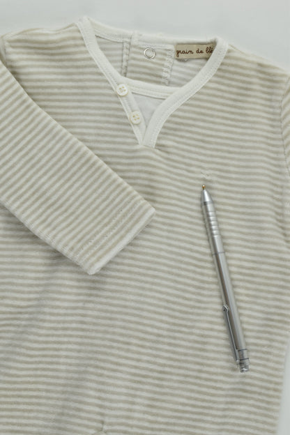 Grain De Blé (France) Size 000 (3 months, 60 cm) Striped Footed Velour Romper