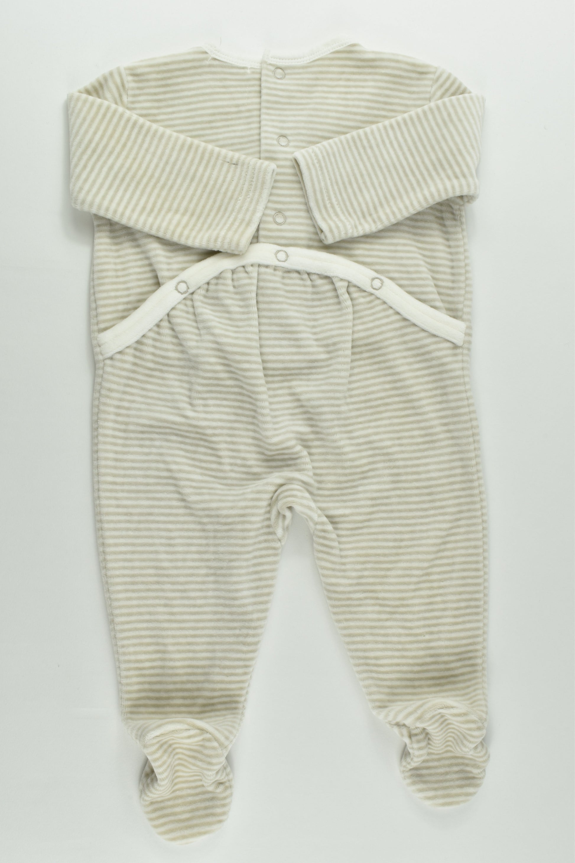Grain De Blé (France) Size 000 (3 months, 60 cm) Striped Footed Velour Romper