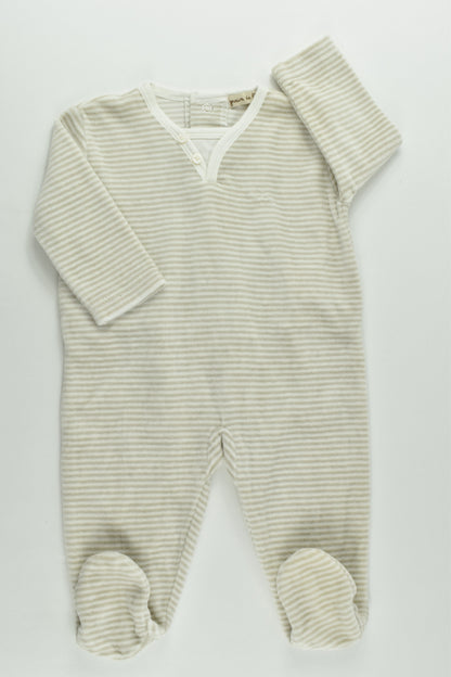 Grain De Blé (France) Size 000 (3 months, 60 cm) Striped Footed Velour Romper