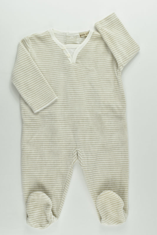 Grain De Blé (France) Size 000 (3 months, 60 cm) Striped Footed Velour Romper