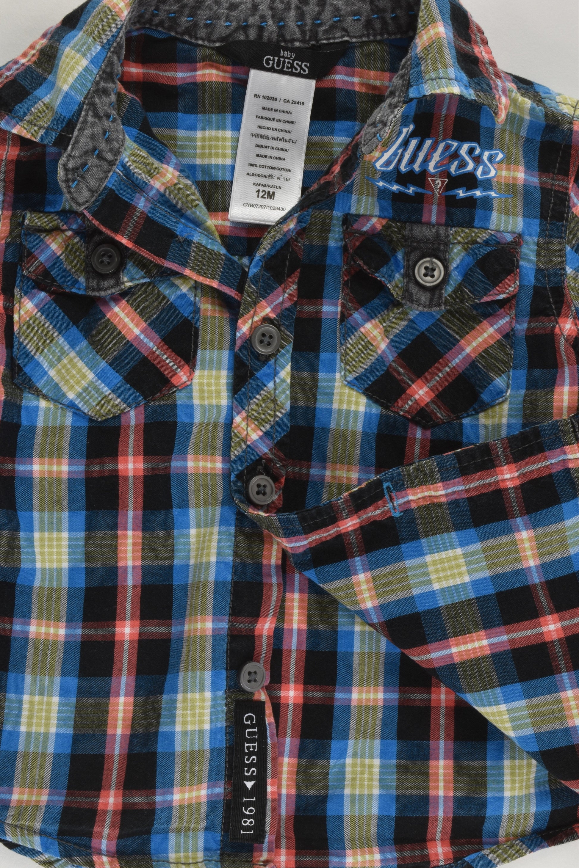 Guess Size 0 (12 months) Checked Shirt