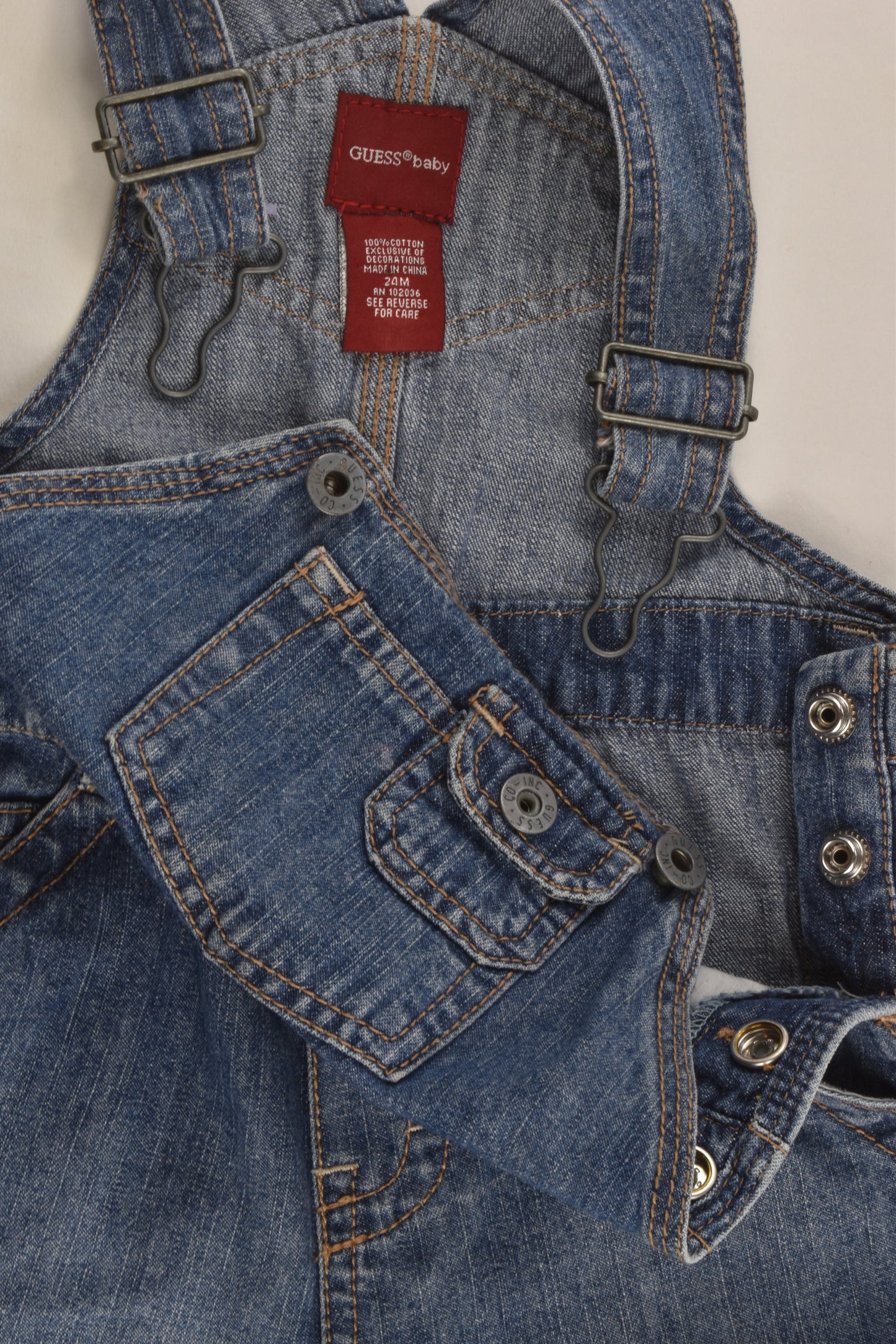 Guess Size 1-2 (24 months) Lightweight Denim Overalls