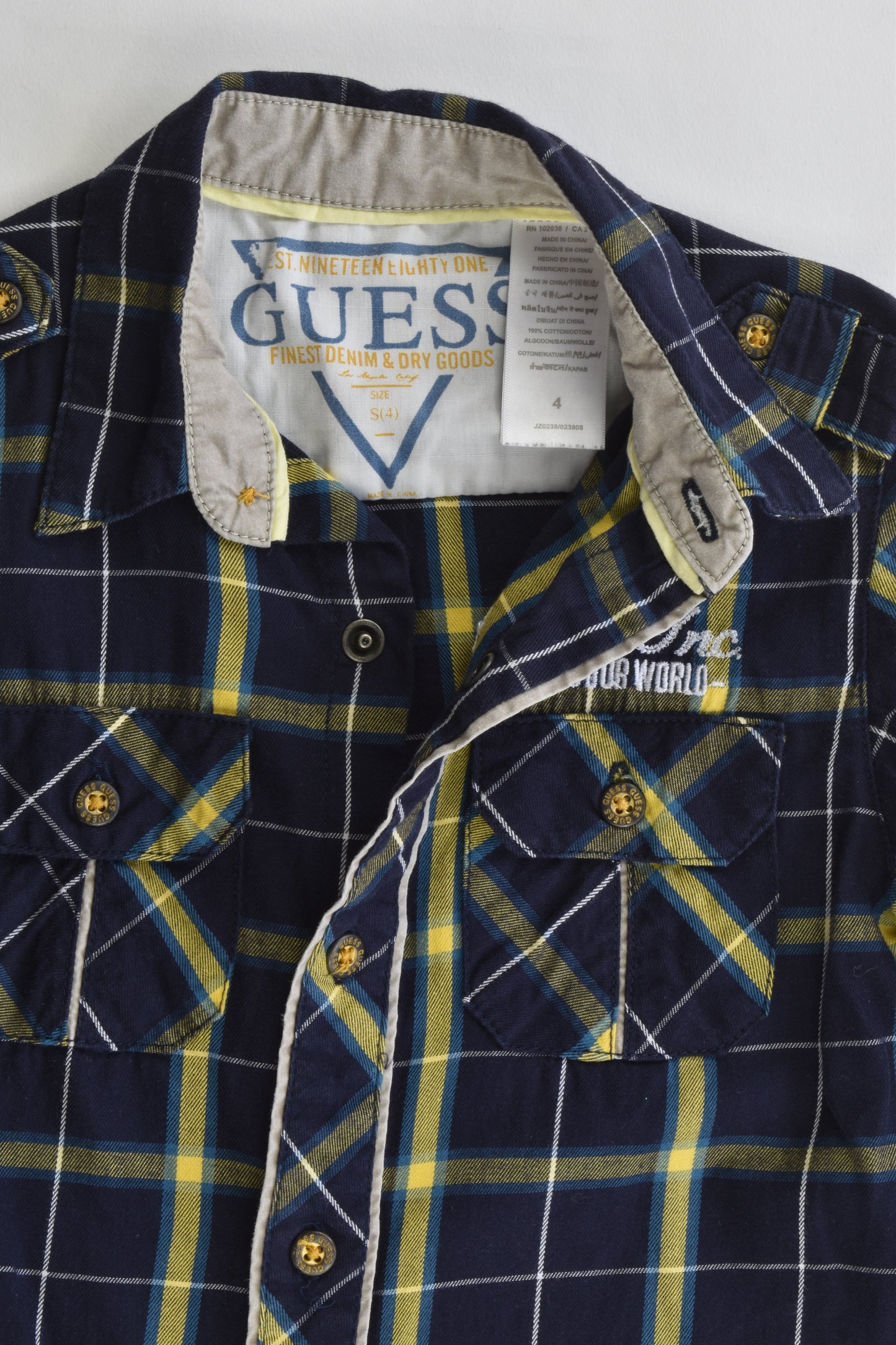 Guess Size 4 Checked Collared Shirt