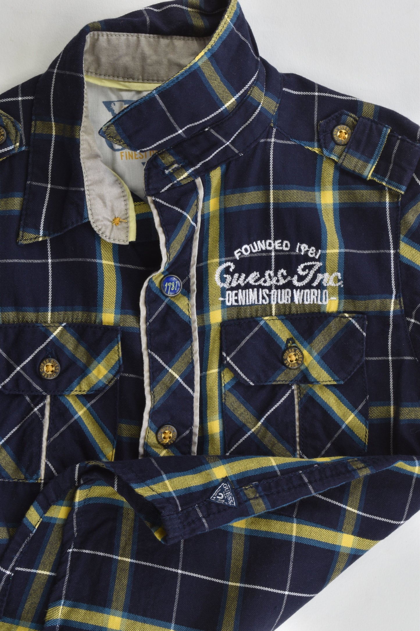 Guess Size 4 Checked Collared Shirt