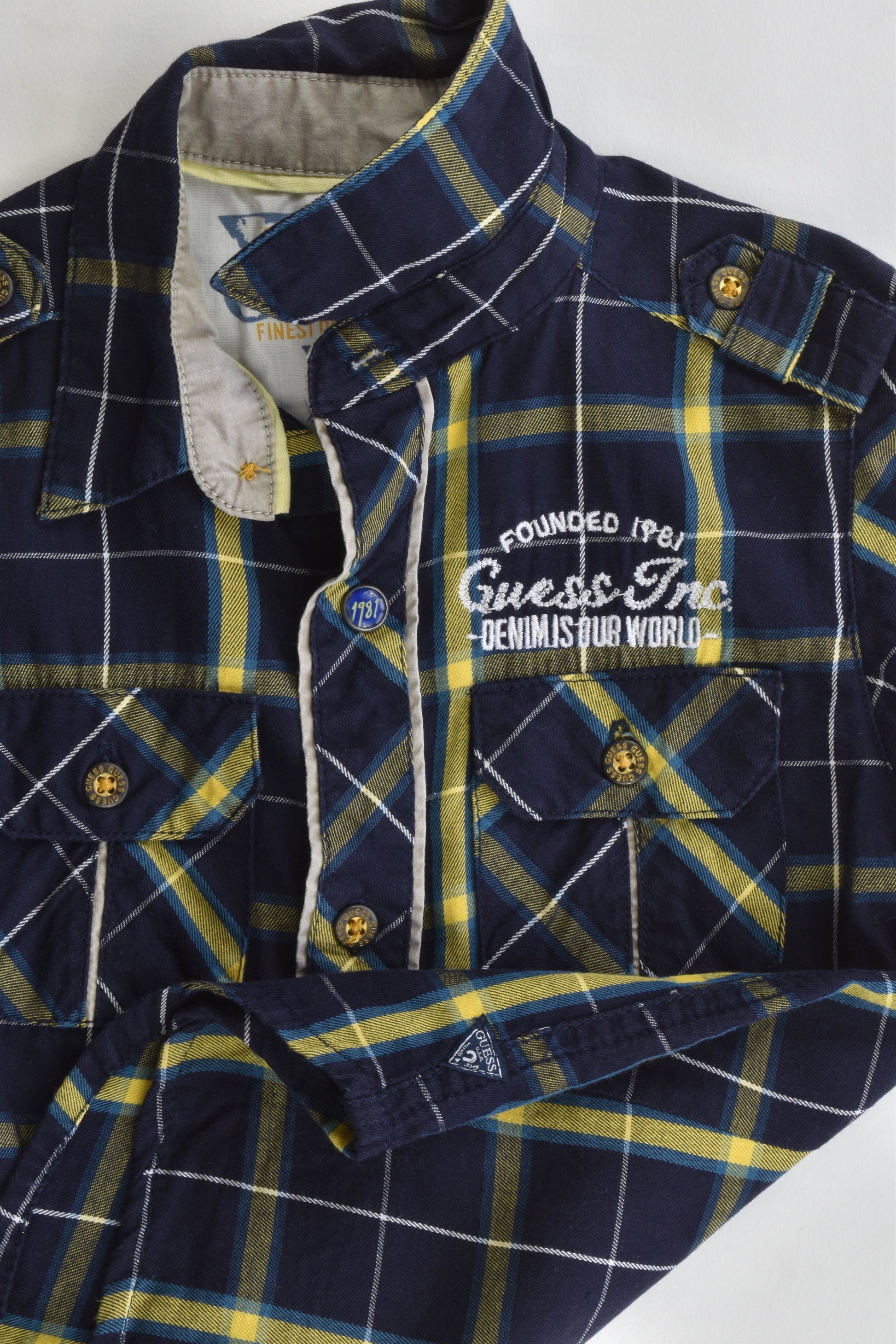 Guess Size 4 Checked Collared Shirt