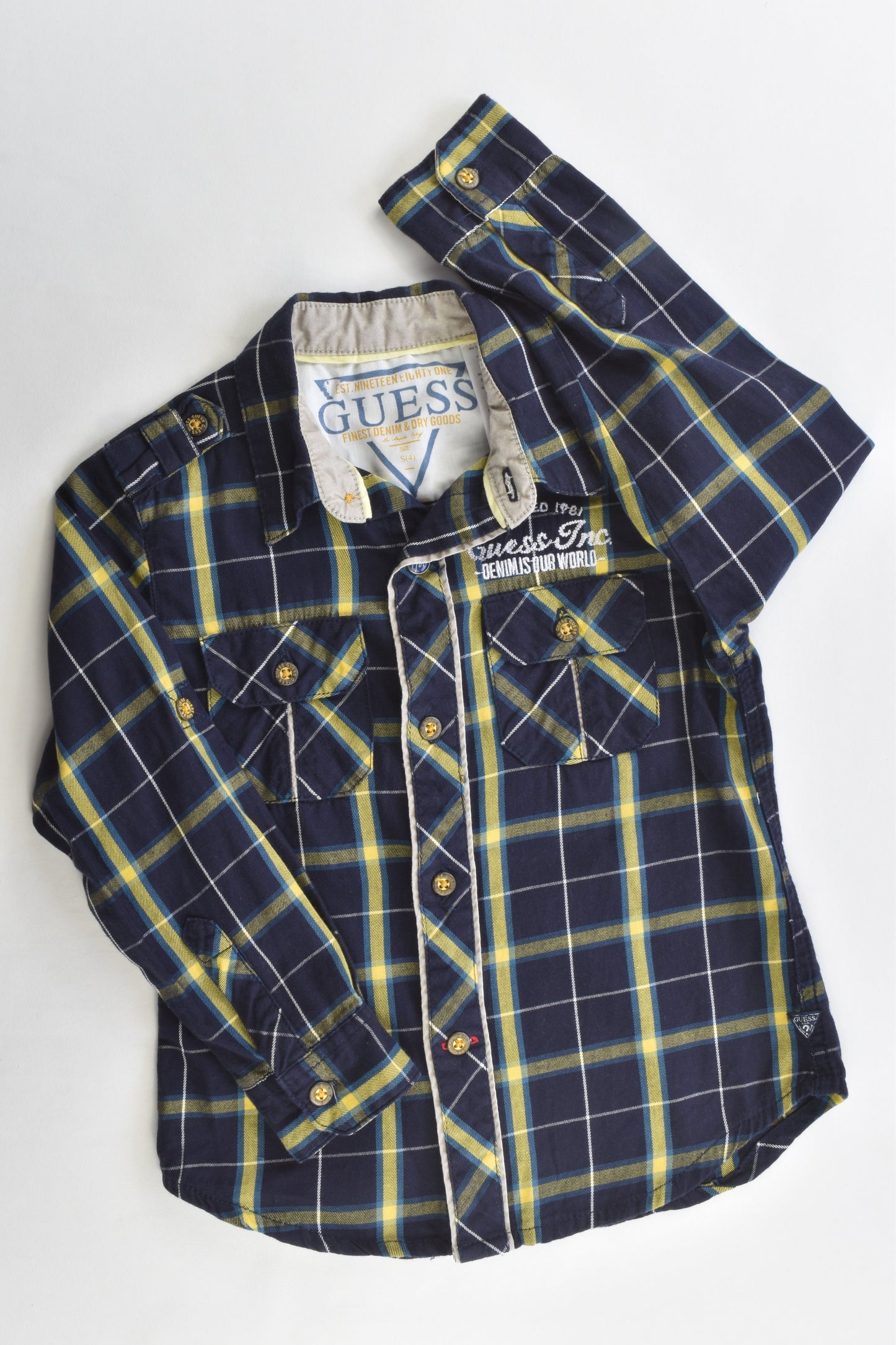 Guess Size 4 Checked Collared Shirt