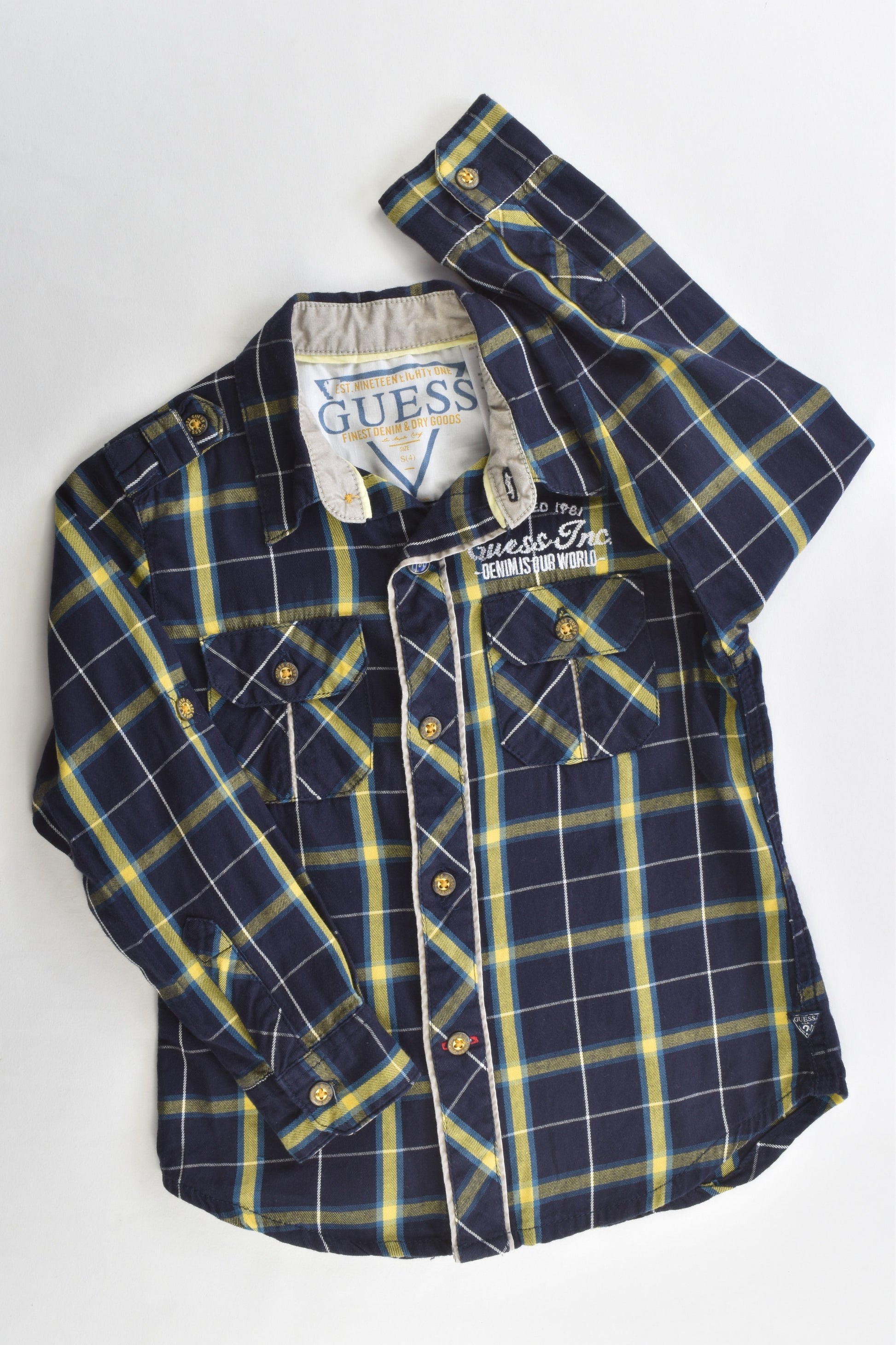Guess Size 4 Checked Collared Shirt
