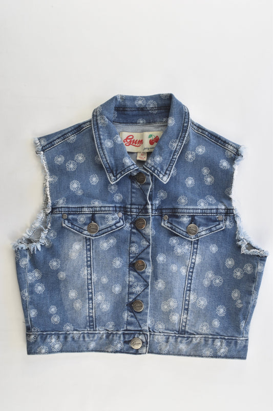 Gum Size 10 Floral Stretchy Denim Vest