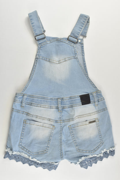 Gum Size 8 Stretchy Denim Short Overalls with Lace Details