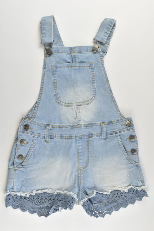 Gum Size 8 Stretchy Denim Short Overalls with Lace Details