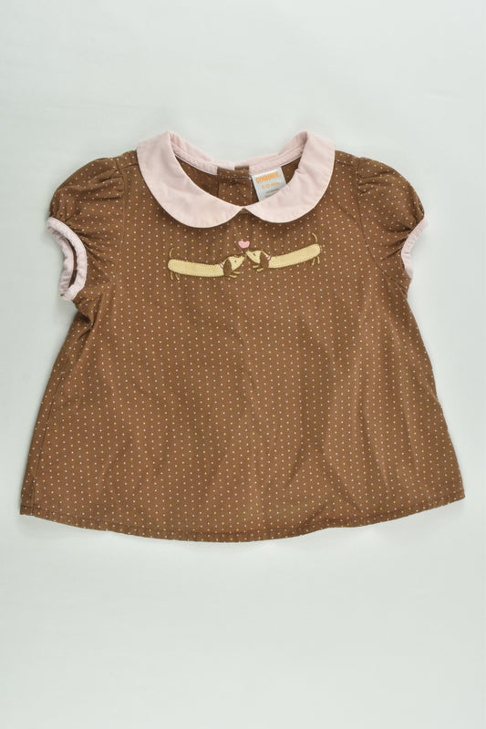 Gymboree Size 0 (6-12 months) Sausage Dogs Blouse