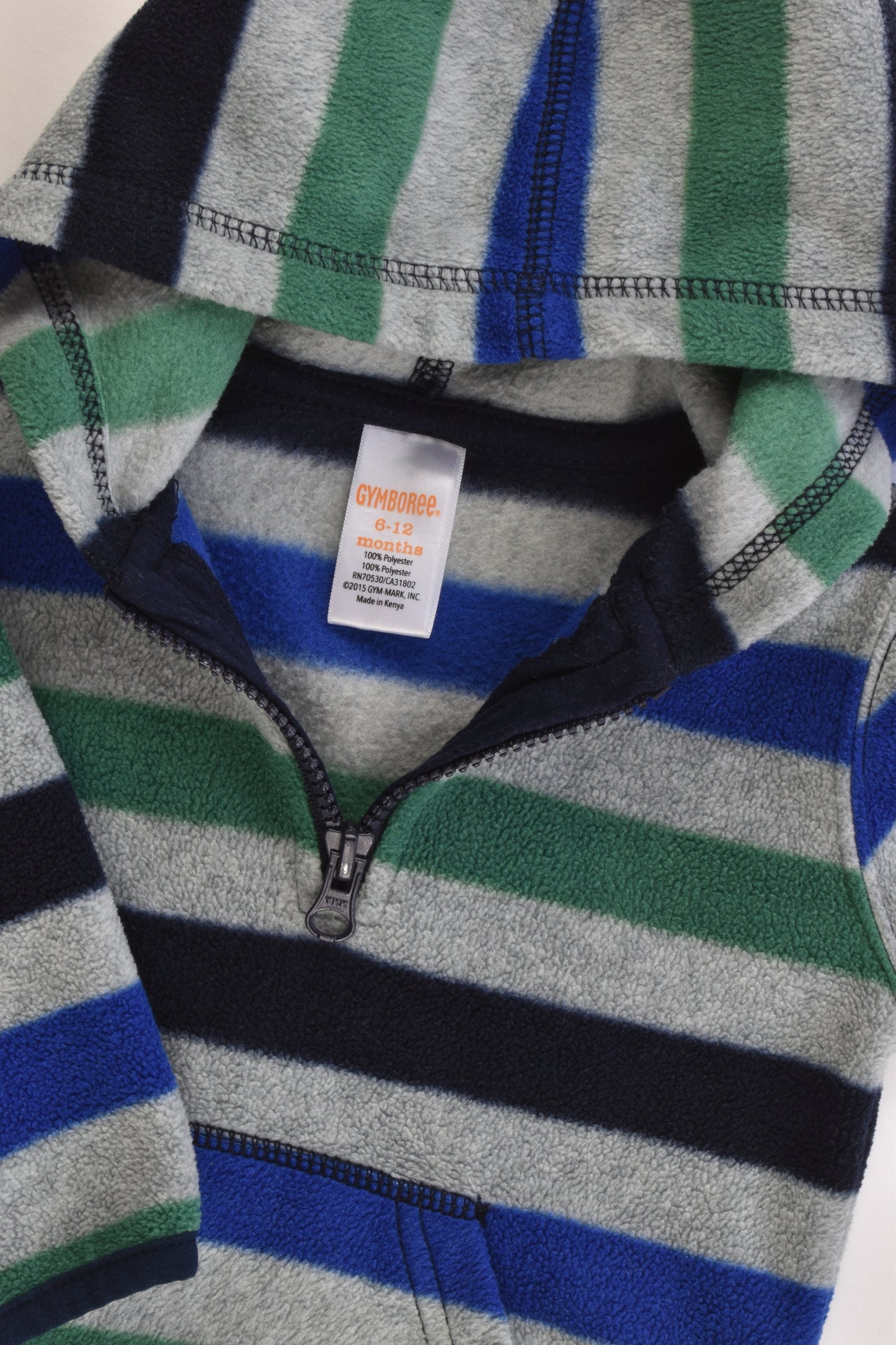 Gymboree Size 0 (6-12 months) Striped Hooded Fleece Jumper