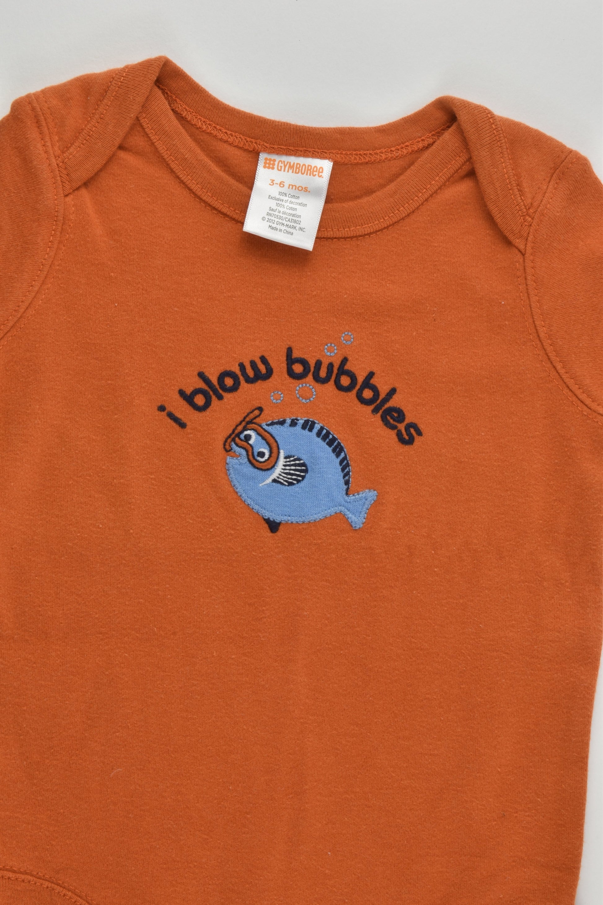 Gymboree Size 00 (3-6 months) 'I Blow Bubbles' Bodysuit