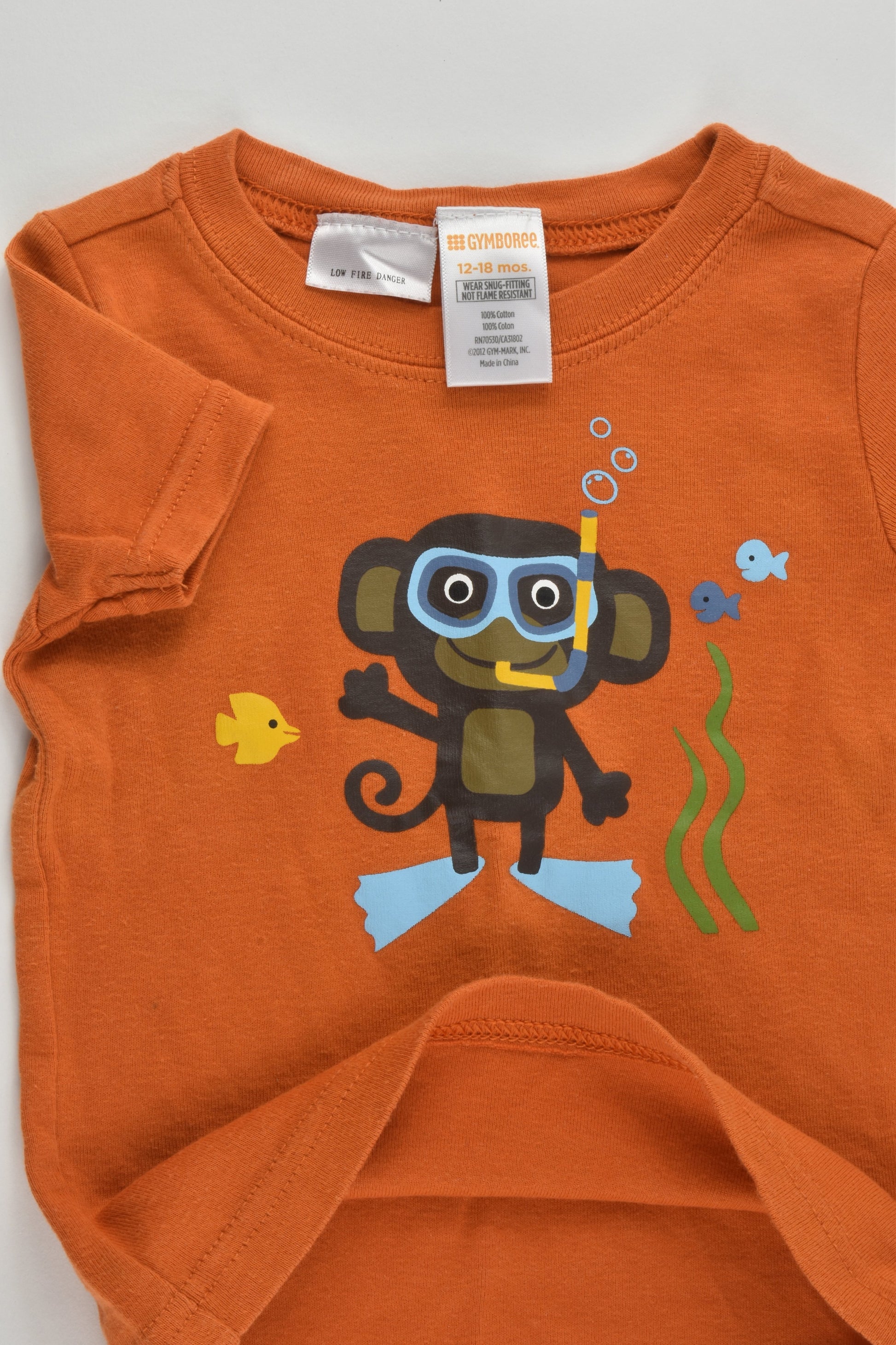 Gymboree Size 1 (12-18 months) Diving Monkey T-shirt