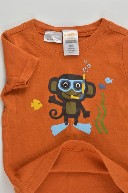 Gymboree Size 1 (12-18 months) Diving Monkey T-shirt