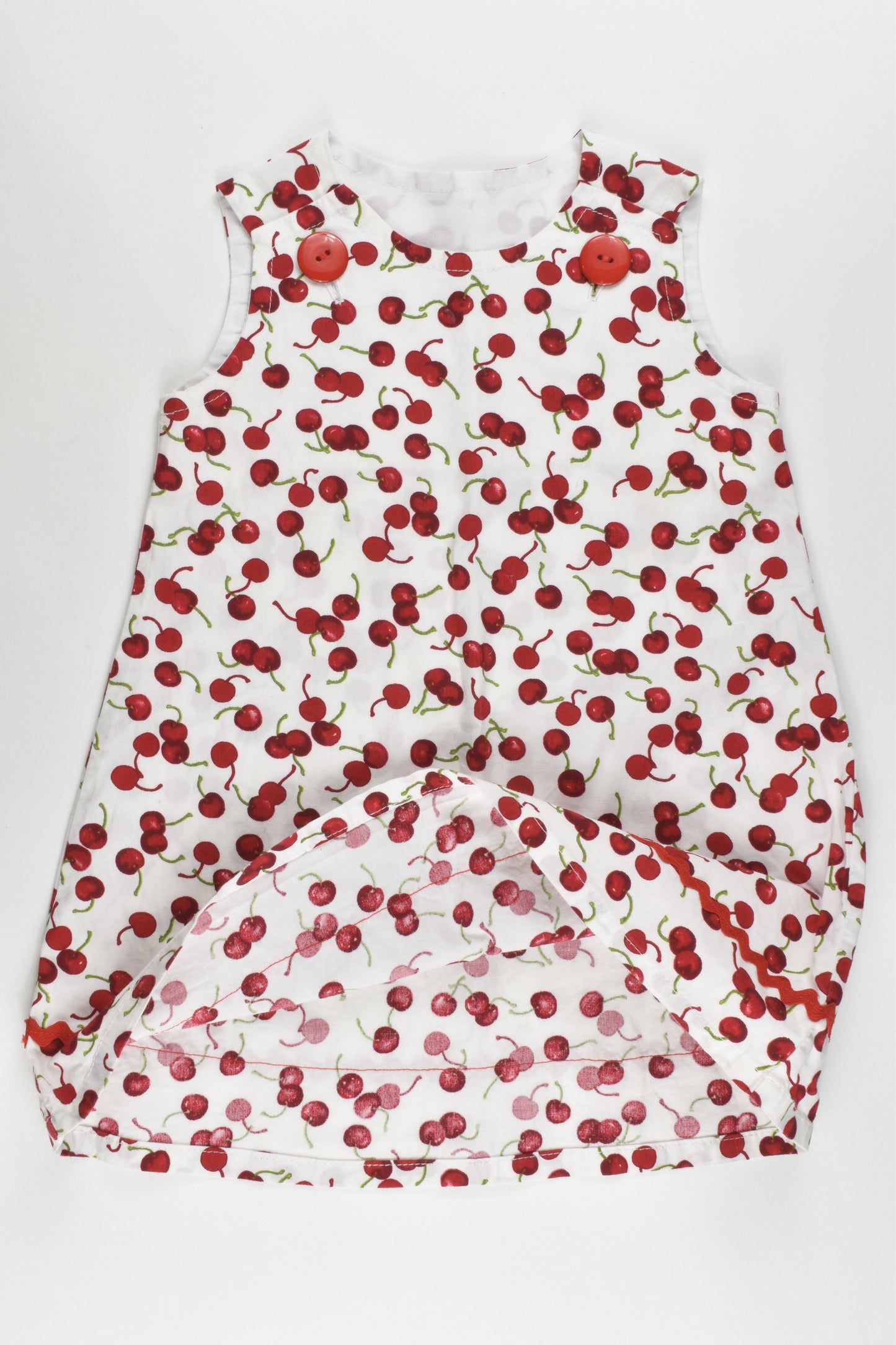 Hand Made Size 1 Cherries Pinnie Dress