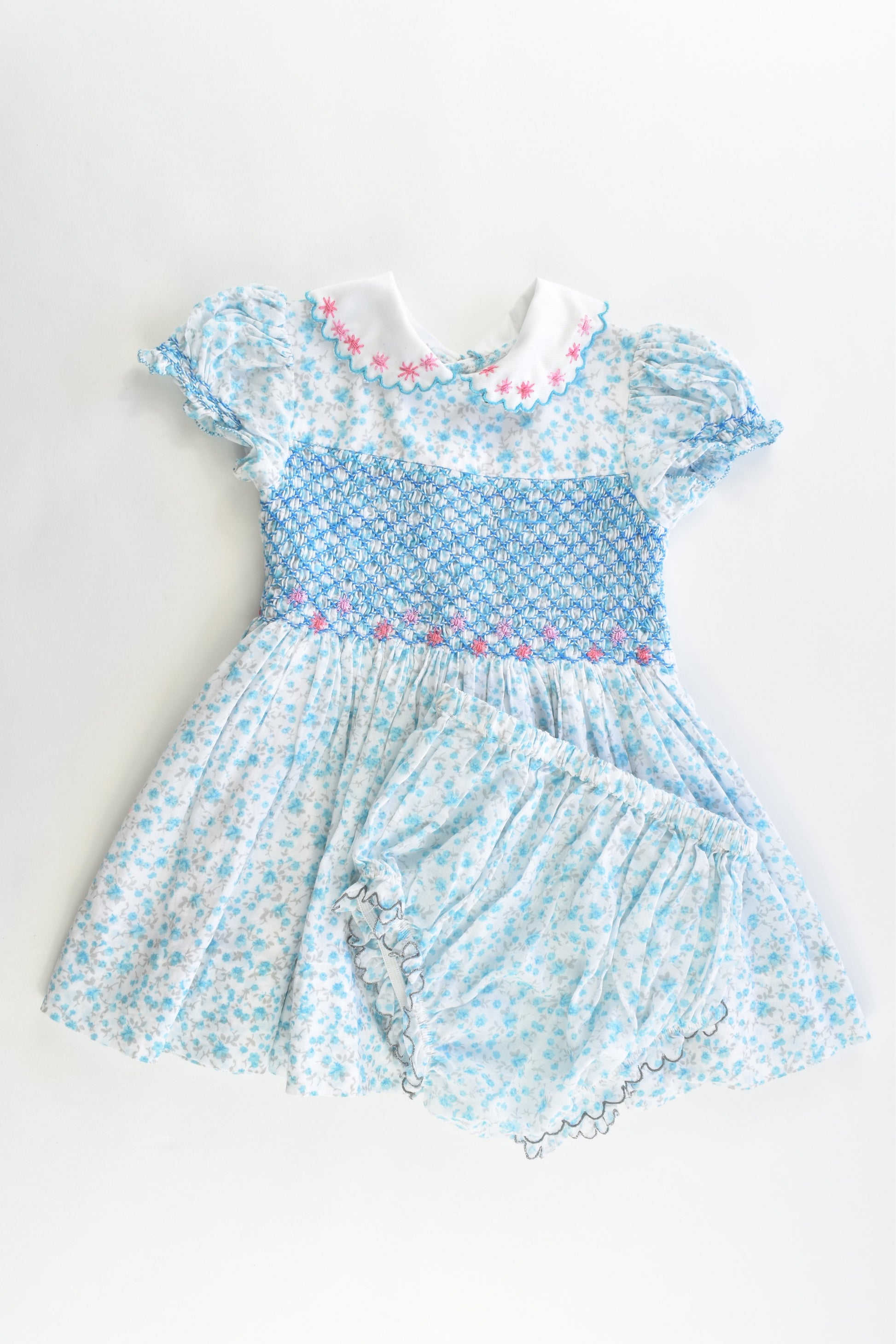Hand Made Size 1 Lined Smocked Dress and Bloomers