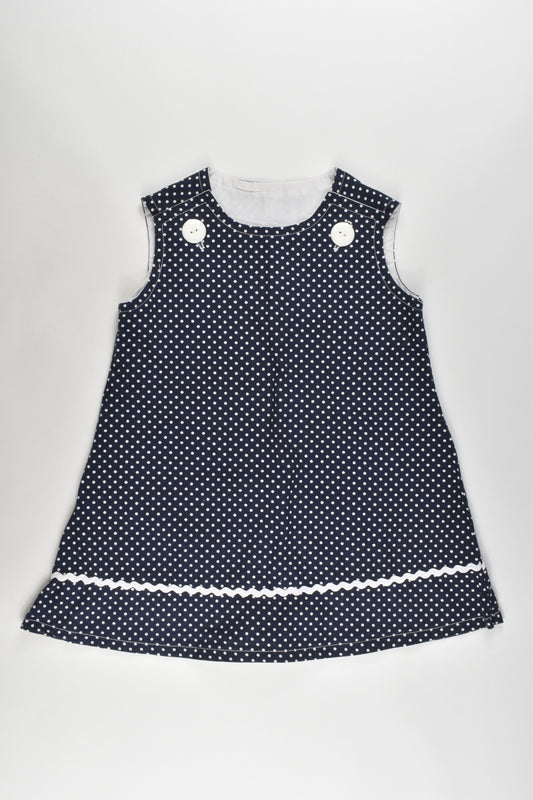Hand Made Size 1 White Dots Pinnie Dress