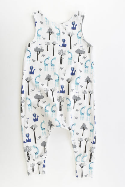 Handmade Size 0 Lions and Giraffes Cotton Overalls