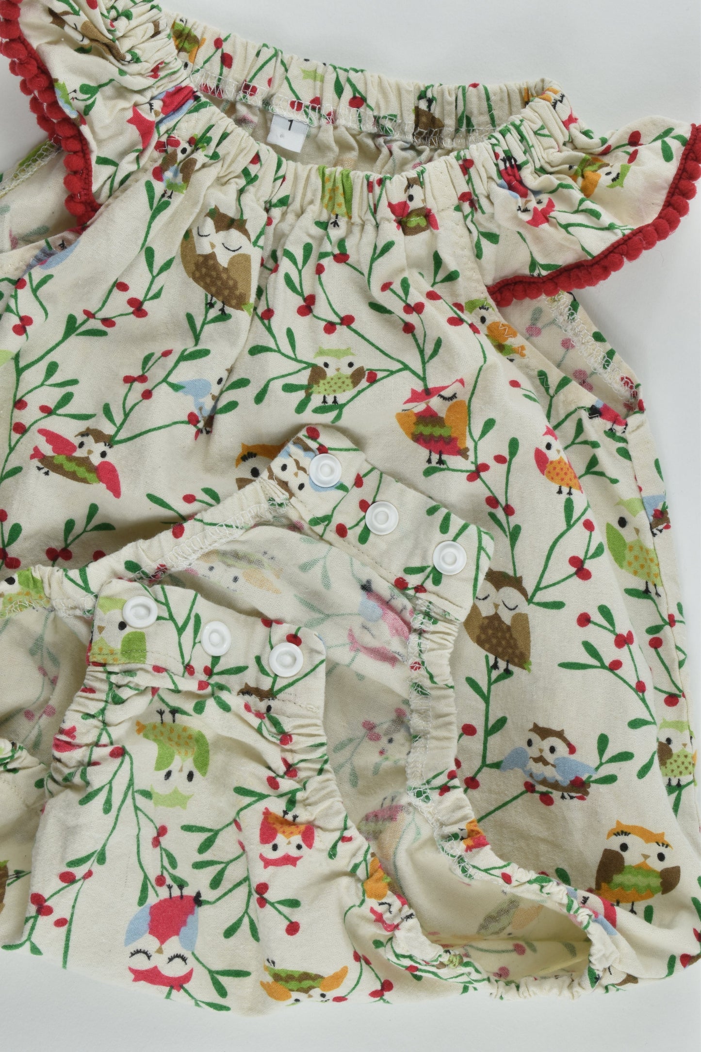 Handmade Size 1 Owls Playsuit