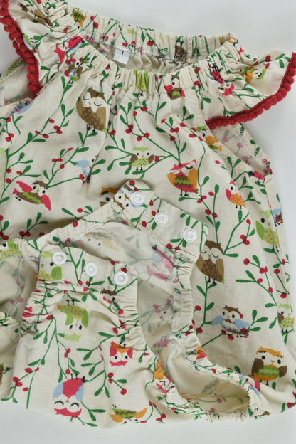 Handmade Size 1 Owls Playsuit