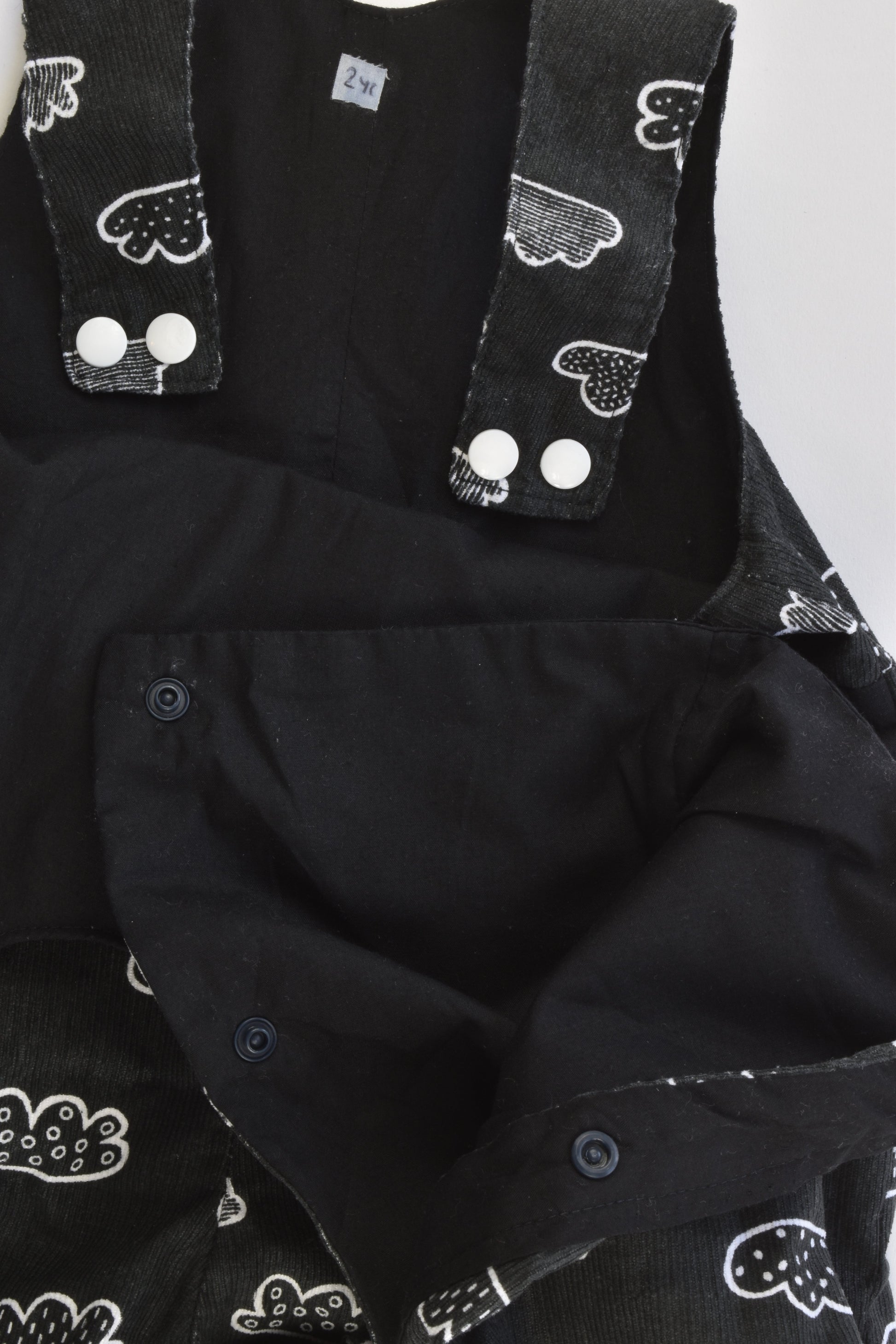 Handmade Size 2 Clouds Lined Soft Cord Overalls