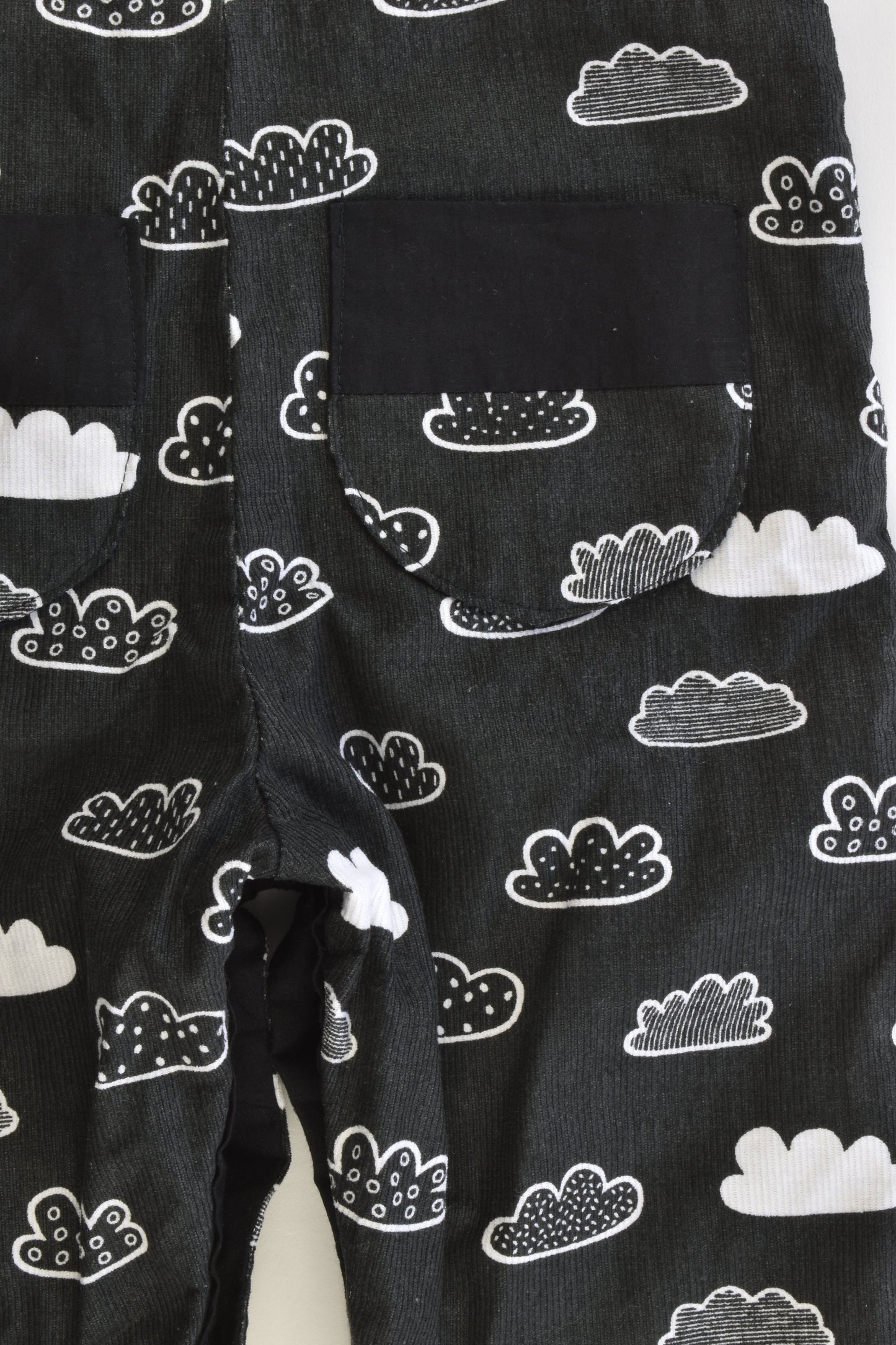 Handmade Size 2 Clouds Lined Soft Cord Overalls