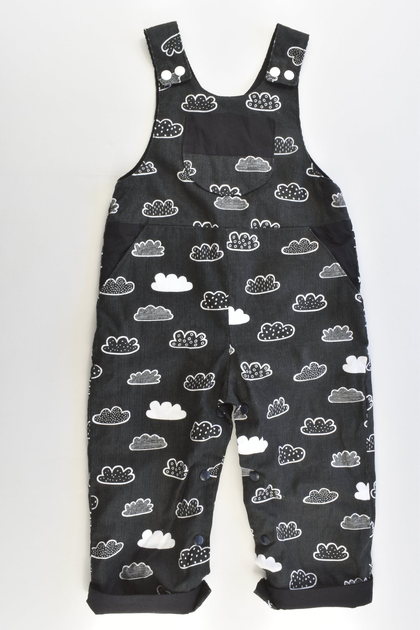 Handmade Size 2 Clouds Lined Soft Cord Overalls