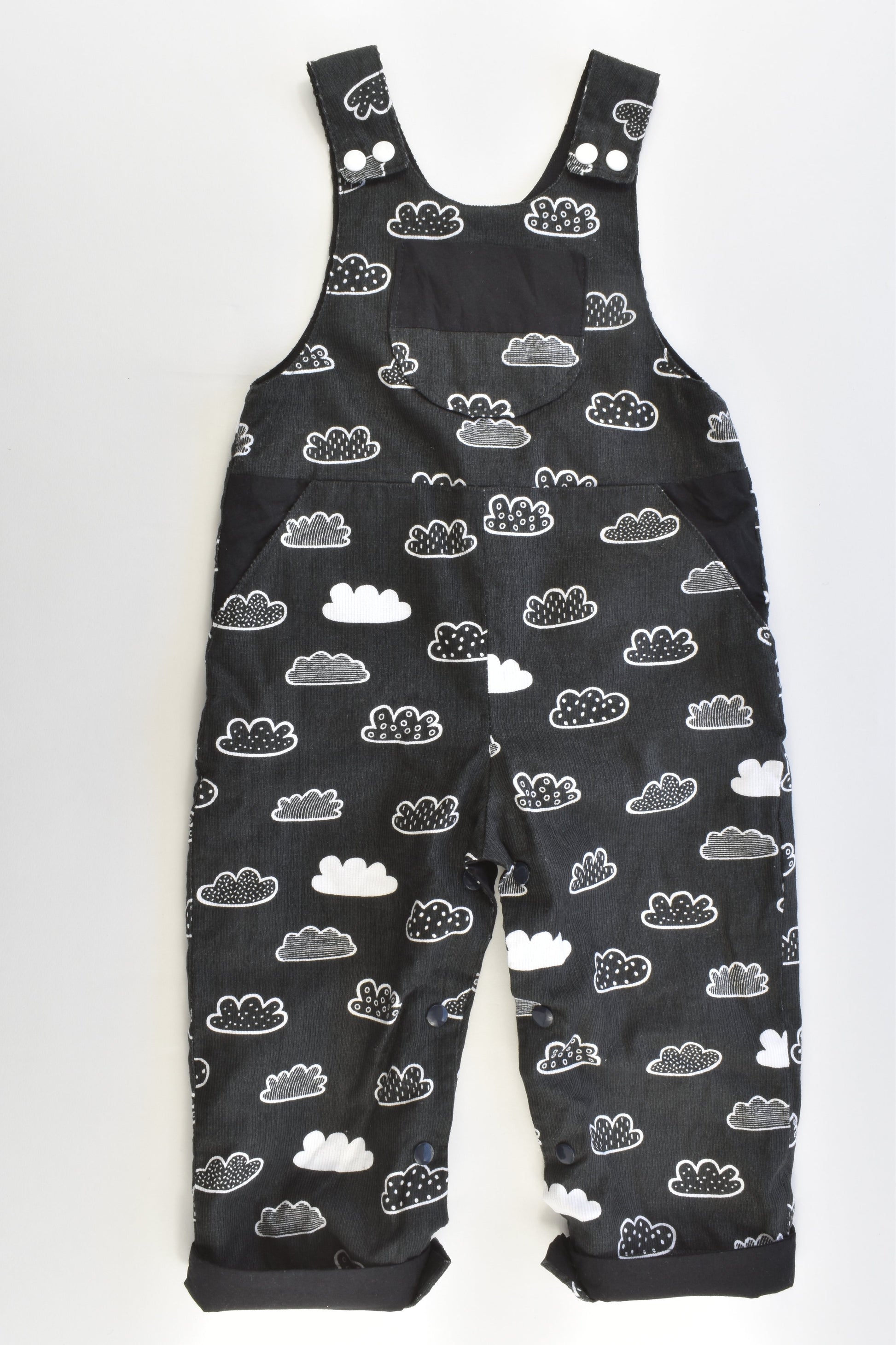 Handmade Size 2 Clouds Lined Soft Cord Overalls