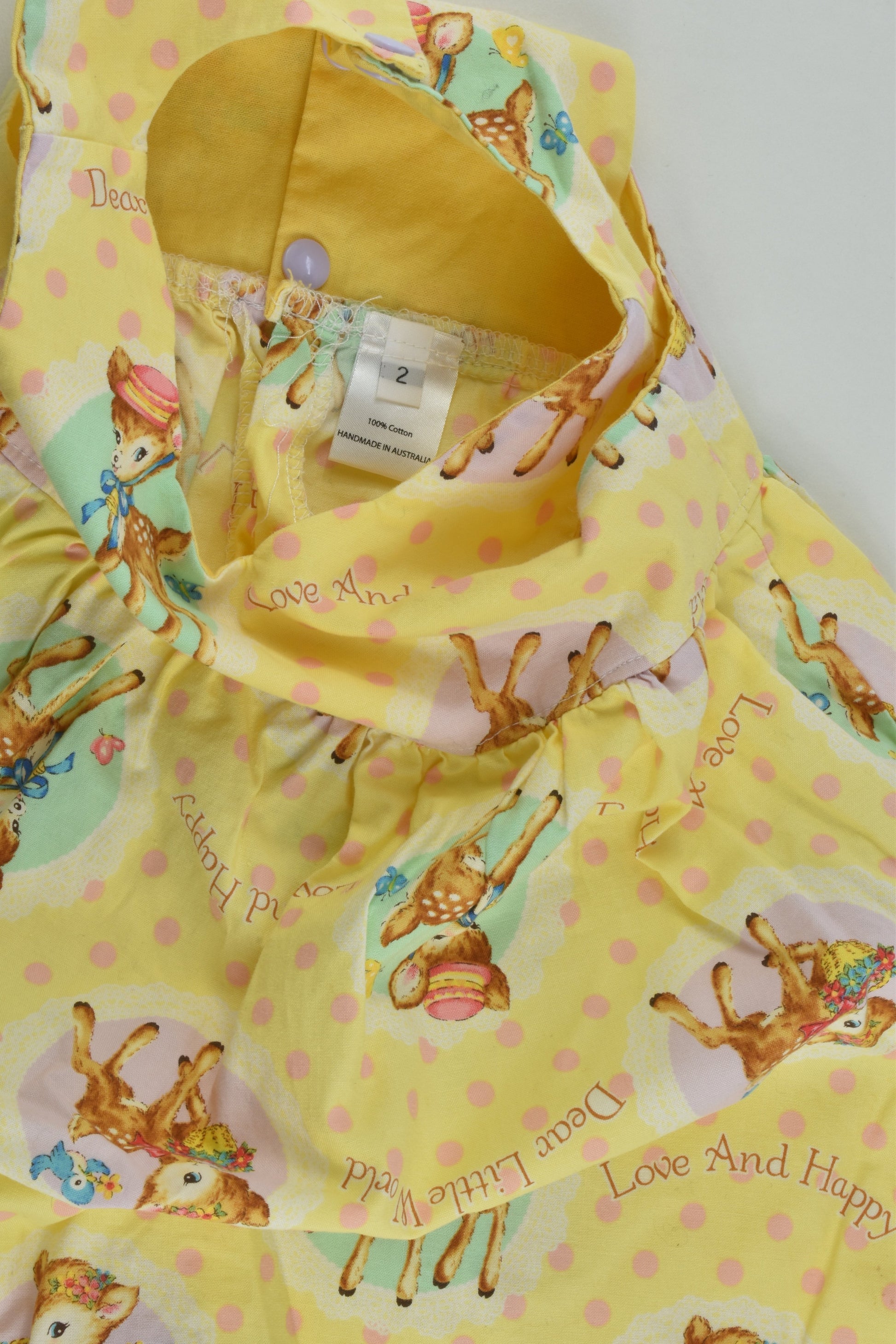 Handmade Size 2 'Dear Little World' Dress