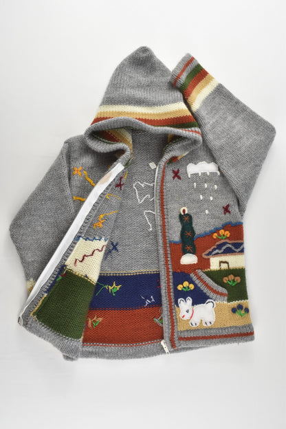 Handmade Size 4 Peruvian Style Knitted Hooded Jumper