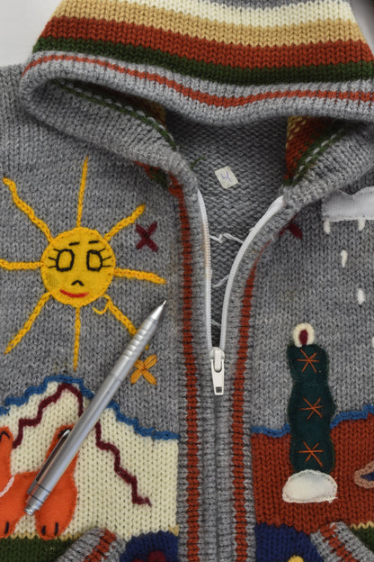 Handmade Size 4 Peruvian Style Knitted Hooded Jumper