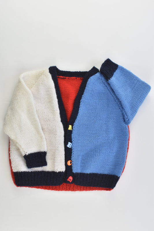Handmade Size approx 0-1 Knitted Cardigan with Alphabet Buttons