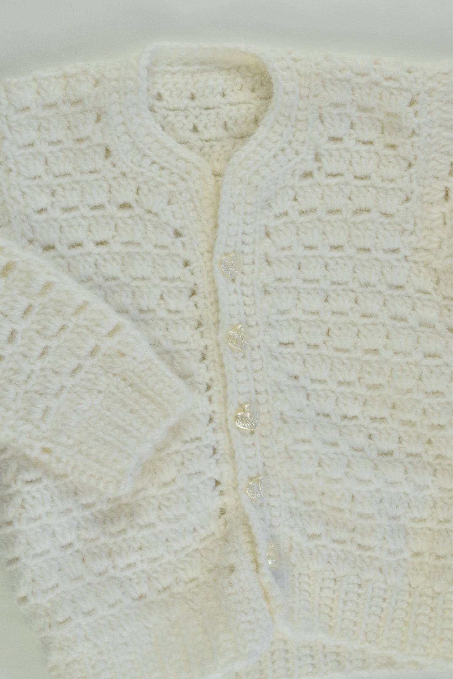 Handmade Size approx 0-1 Knitted Cardigan with Love Heart Buttons