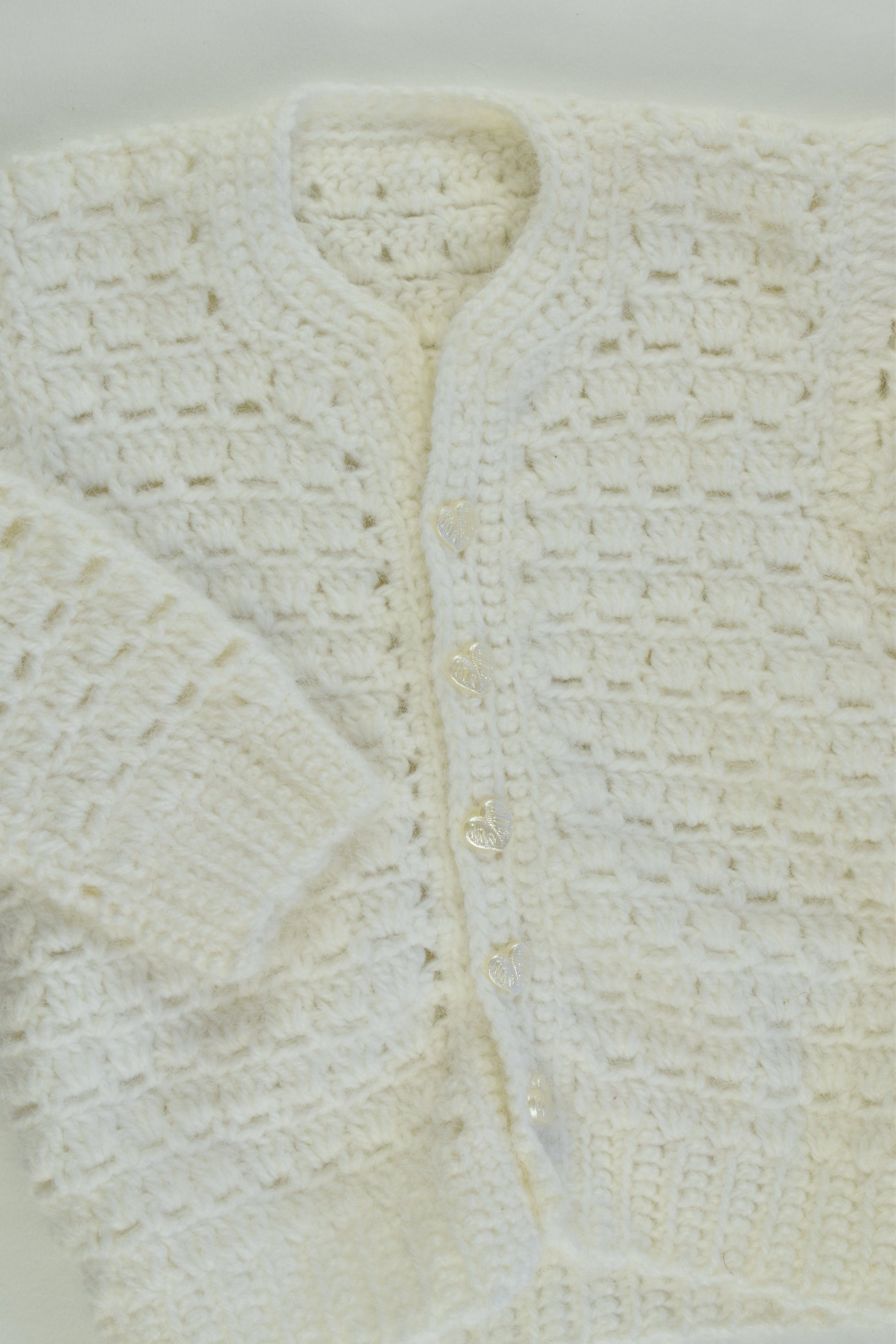 Handmade Size approx 0-1 Knitted Cardigan with Love Heart Buttons