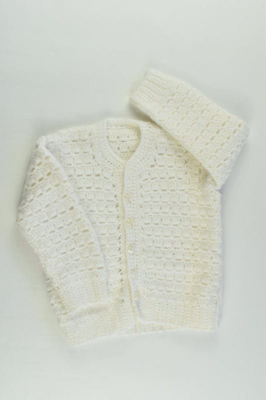 Handmade Size approx 0-1 Knitted Cardigan with Love Heart Buttons
