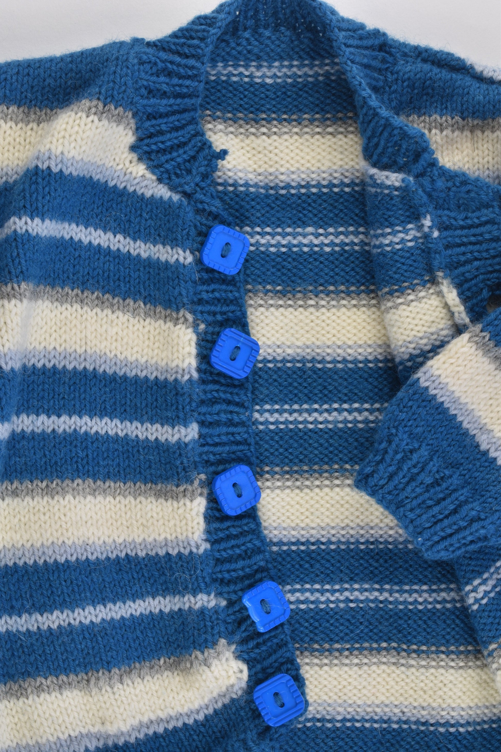 Handmade Size approx 0-1 Striped Warm Woolly Cardigan