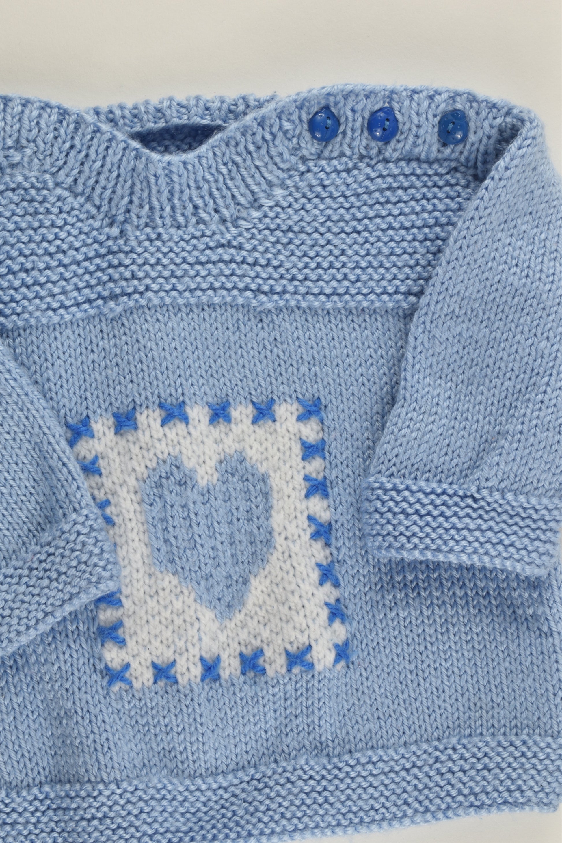Handmade Size approx 0 Love Heart Knitted Jumper with Ladybug Buttons