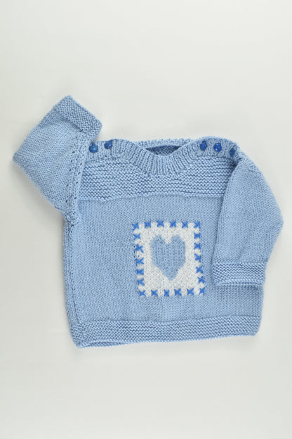 Handmade Size approx 0 Love Heart Knitted Jumper with Ladybug Buttons