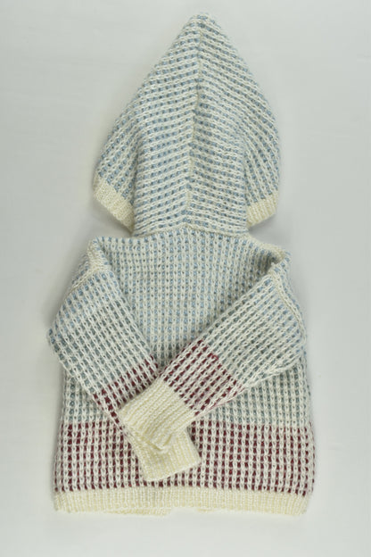 Handmade Size approx 00-0 Knitted Hooded Cardigan