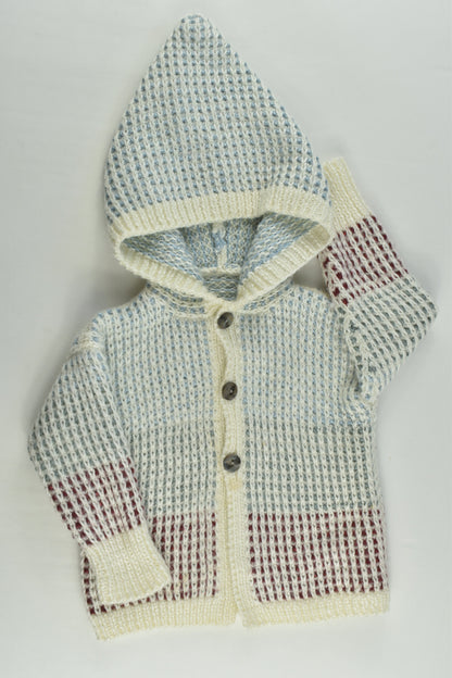 Handmade Size approx 00-0 Knitted Hooded Cardigan