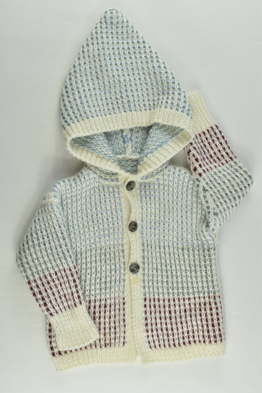 Handmade Size approx 00-0 Knitted Hooded Cardigan